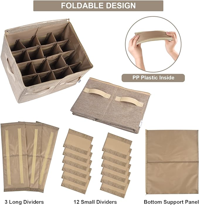 Moteph Shoe Organizer for Closet - Shoe Storage Organizer for Closet Organization with Clear Cover & Adjustable Dividers, Shoe Rack & Basket - (Light Brown, Medium - 16 Pairs)-NeatNest