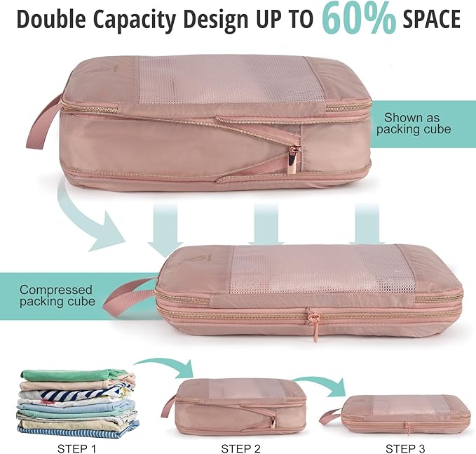 Expandable Compression Packing Cubes for Suitcases,6 Set Lightweight Compressible Travel Packing Organizer for Carry on Suitcase,Organizer Bags Set as Travel Essentials for Women-NeatNest