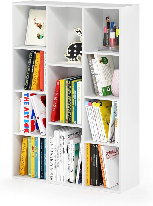 Furinno Luder Bookcase / Book / Storage , 11-Cube, White-NeatNest