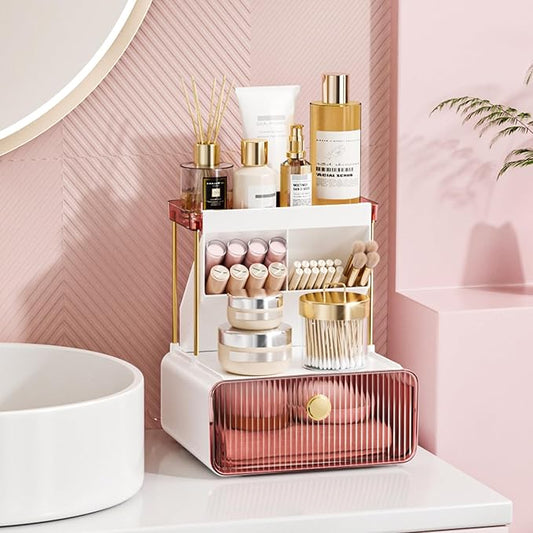 2-Tier Makeup Organizers Countertop,Versatile Bathroom Counter Organizer,Cosmetic Make Up Organizers for Vanity,Cute Skincare Organizer (Blush)-NeatNest
