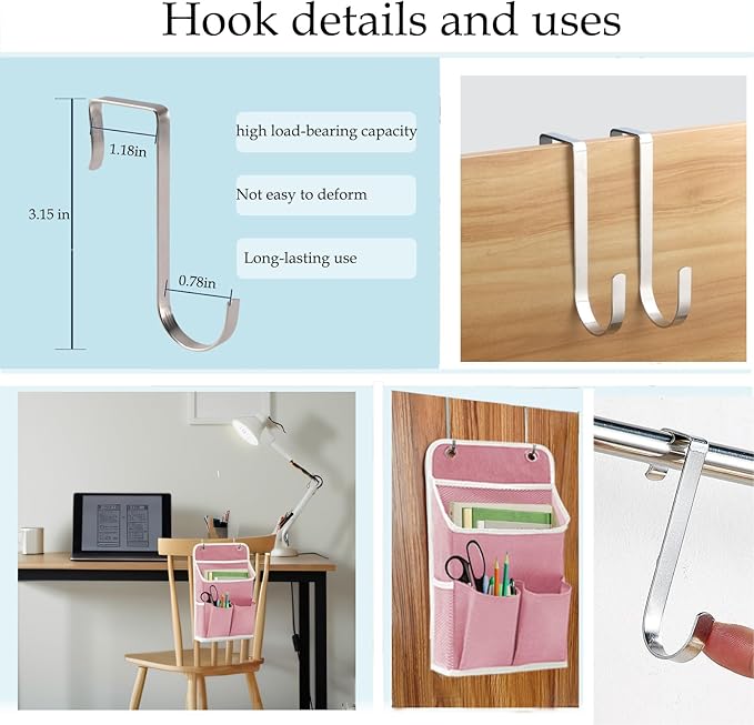 Hanging Basket for Organizing, Wall Organizer with Pockets and Over The Door Organizer，Can for Home, Closet, Office and Camper (2 Pink)-NeatNest