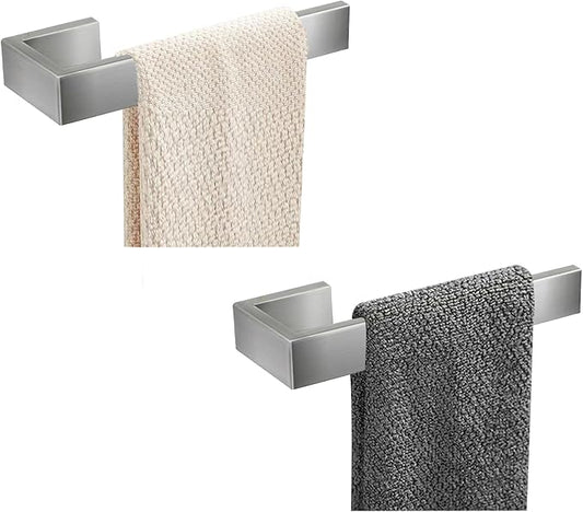 8 inch Hand Towel Holder - Thicken SUS 304 Stainless Steel Towel Holder for Bathroom Wall, Rectangular Modern Design Towel Ring, Contemporary Hand Towel Rack - Brushed Nickel（2 Piece）