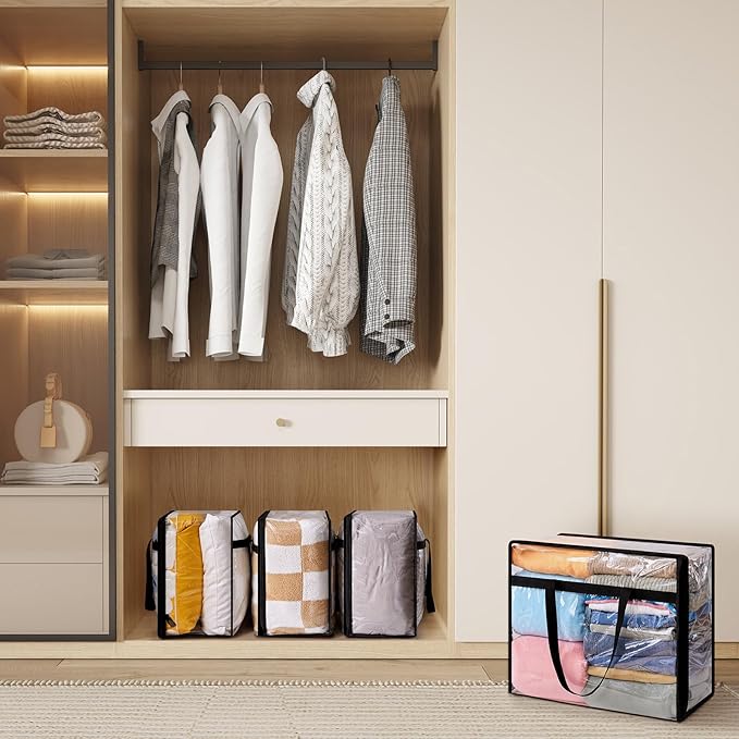 Lifewit 20 Pack Clear Clothes Storage Bags, 40L Plastic Blanket Storage Bag, Vinyl Foldable Moving Bags with Zipper, Closet Organizers and Storage Containers for Bedding, Duvet, Comforter-NeatNest