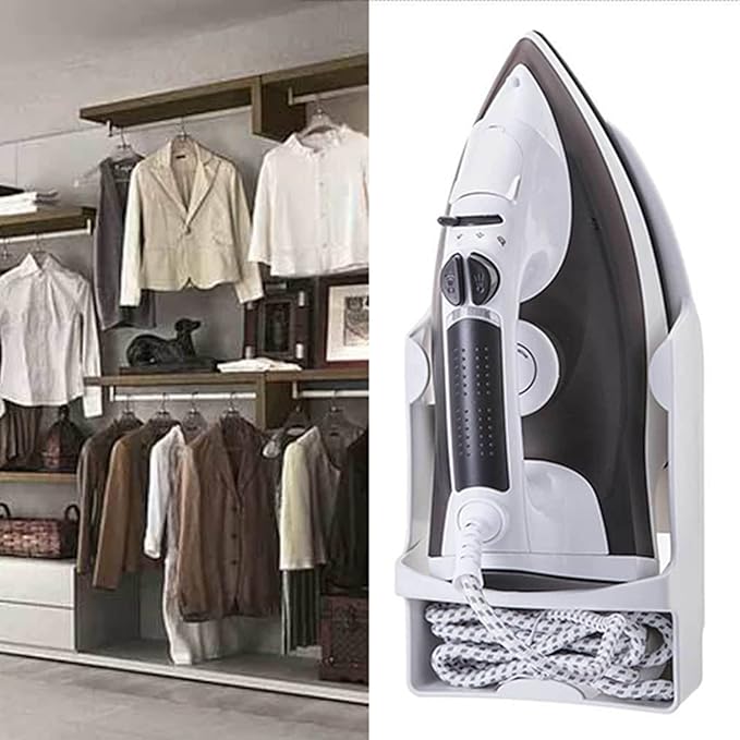 Wall Mount Iron Holder Ironing Board Hanger Space-Saving Household Bathroom Kitchen Closet Organizer Wall Rack Shelf
