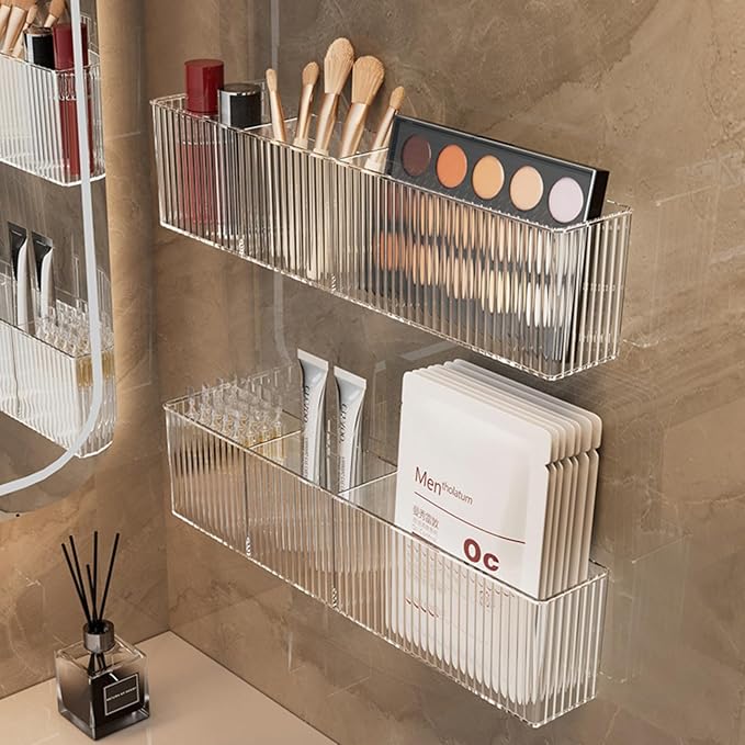 2 Pack Wall Mount Marker Organizer, Makeup Organizer Hanging Storage Organizer Bin Floating Shelves for Office Bathroom Kitchen Bedroom (Large)-NeatNest
