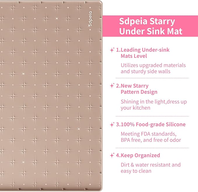 Sdpeia Under Sink Mat for [19" x 19"] Cabinet, Upgraded Silicone Waterproof Mat Kitchen Cabinet Liner Cabinet Protector Kitchen Organizers and Storage-NeatNest