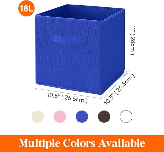Lifewit 12 Packs Storage Cubes, 11 Inch Cube Storage Bins, Foldable Decorative Fabric Storage Baskets for Organizing Home Organizers with Handles for Shelves, Closet,Blue