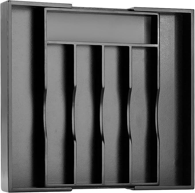 Bellsal Black Silverware Organizer Kitchen Drawer Organizer Expandable Bamboo Utensil Holder Cutlery Tray for Kitchen Utensil and Flatware Bedroom Office-NeatNest