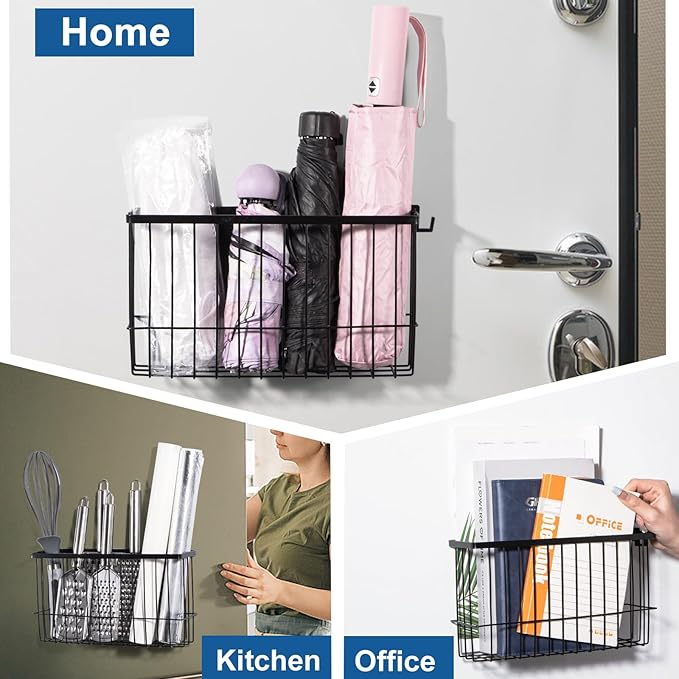 dedoot Magnetic Holder Locker Strong Black Mesh Holder Magnetic Basket Organizer Shelf Rack for Whiteboard,Fridge, Sponge, Recipe, Beverage ,Refrigerator ,Office File Foil,10.25x 3.6x 6 inches-NeatNest