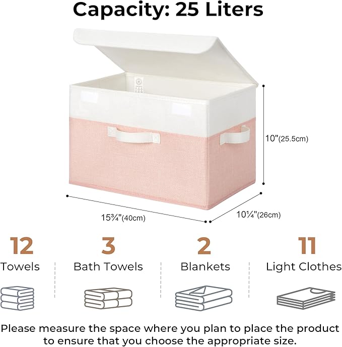 GRANNY SAYS Storage Bins with Lids, Decorative Storage Boxes, Shelf Baskets, Closet Storage Bins for Clothing, Collapsible Storage and Organizer, 2-Pack-NeatNest