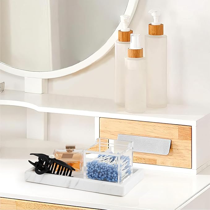 Clear Acrylic Qtip Holder With Lid Cotton Balls Swab Organizer,Square Q Tip Storage, Floss Picks, Bath Salts, Cotton Wab Holder,Home Bathroom Decor (DP011)-NeatNest