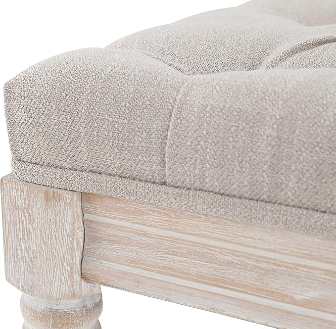 Kmax Storage Entryway Bench Tufted Shoe Rack Bench Wood Window Bench for Hallway Entrance Bedroom Corner, Beige