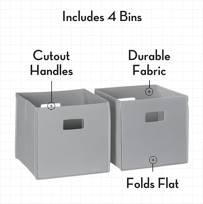 RiverRidge Folding Storage Bins with Handles Gray Cube Storage Organizer for Closet, Bedroom & Playroom - Closet Organizers and Storage Set of 4-NeatNest