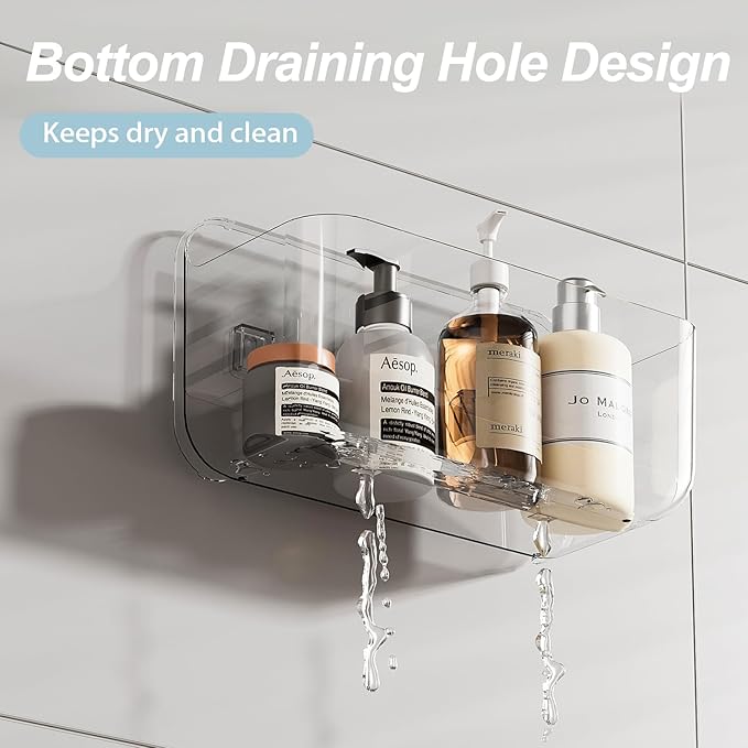 Wall Mounted Storage Organizer Bins Organizing Shelf Basket Clear Plastic Makeup Organizer Adhesive Hanging Bin Fridge Organizer for Bathroom,Kitchen,Cabinet,Pantry,Countertops (XL+L)-NeatNest