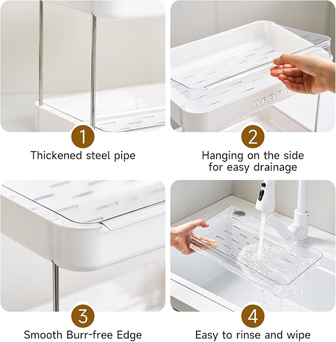 Countertop Coffee Station Organizer| 2-Tier Whisky Glass Holder, Mug Drying Rack with Removable Drain Tray - Easy to Install, Clean - Matcha Station Shelf for Kitchen, Bathroom Counter Organzier-NeatNest