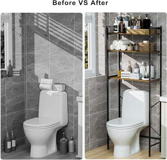 3-Tier Over The Toilet Storage Rack, Space-Saving, Over Toilet Bathroom Organizer Shelf, Above Toilet Shelves