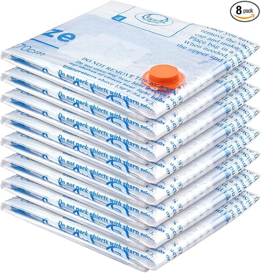 Vacuum Storage Bags 8 Medium, Space Saver Sealer Bags, Plastic Packaging Bags,Airtight Compression Bags for Clothes, Pillows, Comforters, Blankets, Bedding-NeatNest