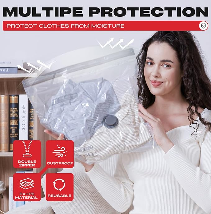 Vacuum Seal Bags for Clothing, 18 Pack Travel Vacuum Storage Bags with USB Pump, Carry On Compression Packing Bag for Luggage, Space Saver Travel Kit for Clothes-NeatNest