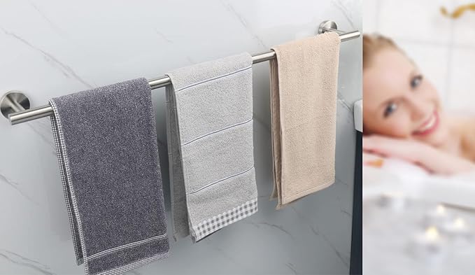 28 Inch Towel Bar 2 Pack for Bathroom 9/12/16/24/28/33 Inch Kitchen Hand Towel Holder Brushed Nickel Stainless Steel 304 RUSTPROOF Wall Mount Towel Rod 2 of Pack (2, Brushed Nickel, 28 Inch)