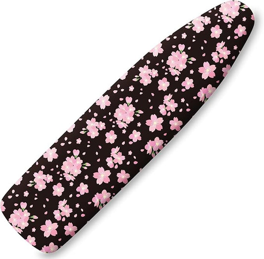 Extra Thick Ironing Board Cover and Pad, Cherry Blossoms 15x54 Ironing Board Cover, Resist Scorching and Staining,Elastic Edges,Pink Floral Leaves Spring Flower White