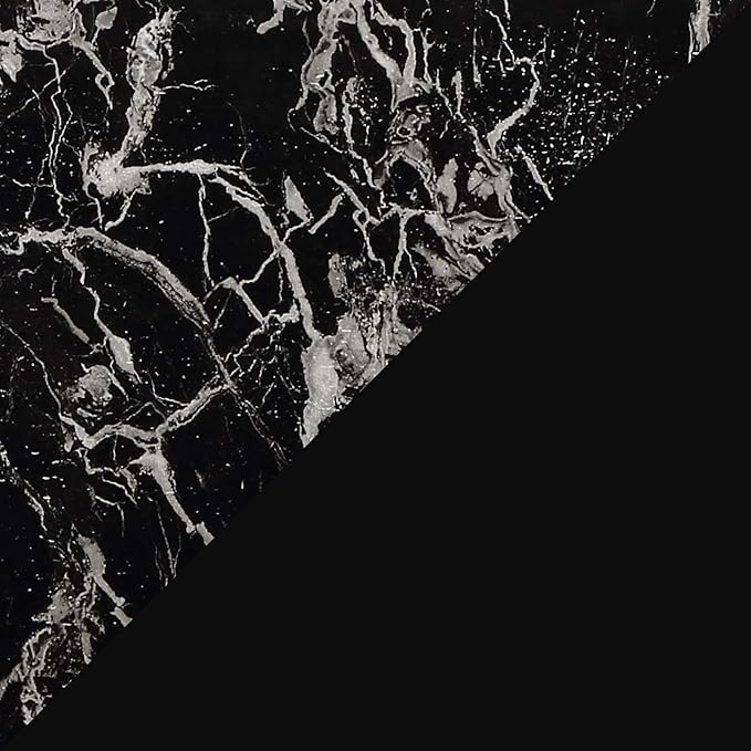 Convenience Concepts Oxford 1 Drawer Console Table with Shelves, Black Faux Marble/Black-NeatNest