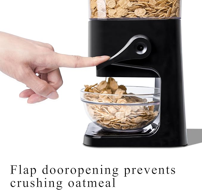 Cereal Dispenser Countertop, 5L Kitchen Organization Cereal Containers Storage, Desktop Candy Dispenser Plastic Cereal Dispenser, Snack Containers Can Hold Granola, Dry Food, nut, Grain (Black, 2Pc)-NeatNest