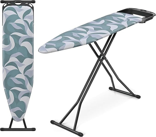 APEXCHASER Full Size Ironing Board with Heat Resistant Cover Foldable Iron Board 7-Lever Height Adjustable Non-Slip Sturdy Metal Legs 14x54, Blue