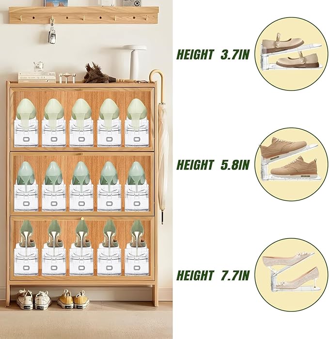 Shoe Slots Organizer,24 Pack Transparent Shoe Stacker Adjustable Shoe Slot Organizer Space Saver Shoe Rack Holder Shoes Storage Organizers for Closet,Transparent-NeatNest