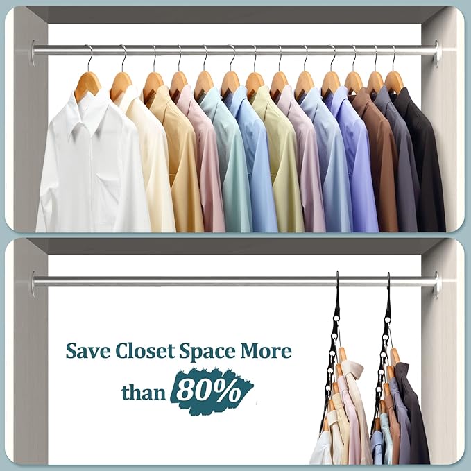 AMKUFO 6 Pack-Closet-Organizers-and-Storage, Magic-Hangers-Space-Saving-for-Clothes, Closer-Organizer-for-Closet-Organization, Space-Saver-Hanger-Organizer-for-Multipurpose, Dorm-Room-Essentials-NeatNest