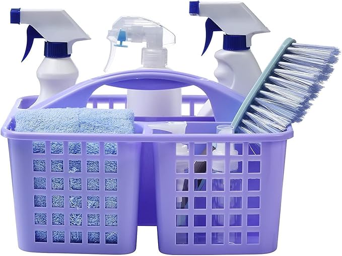 Portable Shower Caddy Basket,Convenient Cleaning Supplies Organizer with Compartments and Handle,Ideal for Bathroom, Bedroom, Kitchen, College Dorm,Garden,etc.Purple-2 Pcs