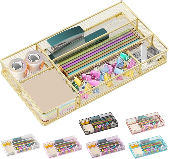 Desk Drawer Organizer Tray, Office Drawer Organizer, Desk Accessories & Workspace Organizers, Suitable for Tools, Pencils, Office Supplies Storage (Gold)-NeatNest