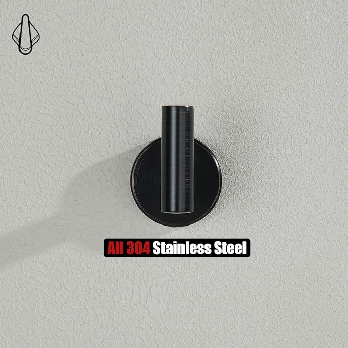 JQK Bathroom Towel Hook Oil Rubbed Bronze, 304 Stainless Steel 0.8mm Coat Robe Clothes Hook for Bathroom Kitchen Garage Wall Mounted (Pack of 2), TH100-ORB-P2-NeatNest