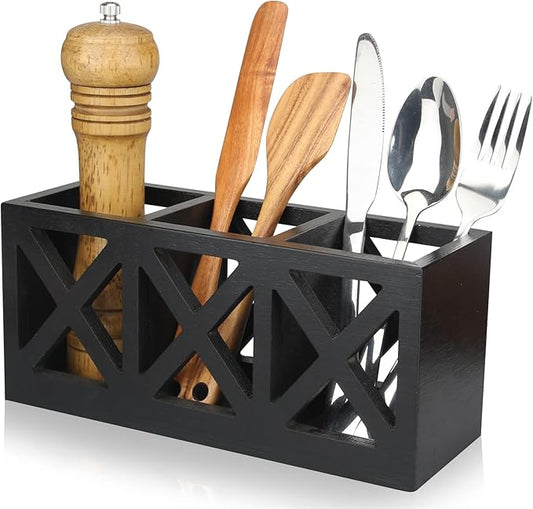 Ayiaren Wooden Silverware Holder Flatware Utensil Caddy Cutlery Holder for Party Wood Silverware Organizer Caddy Storage for Kitchen Countertop Table Knife Fork Spoon Organizer Small Utensil Holders-NeatNest