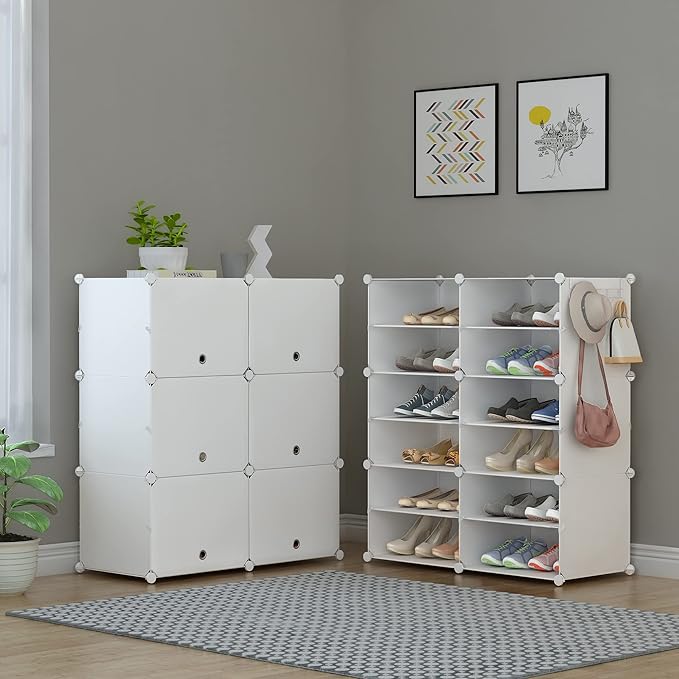 HOMIDEC Shoe Rack, 6 Tier Shoe Storage Cabinet 24 Pair Plastic Shoe Shelves Organizer for Closet Hallway Bedroom Entryway-NeatNest