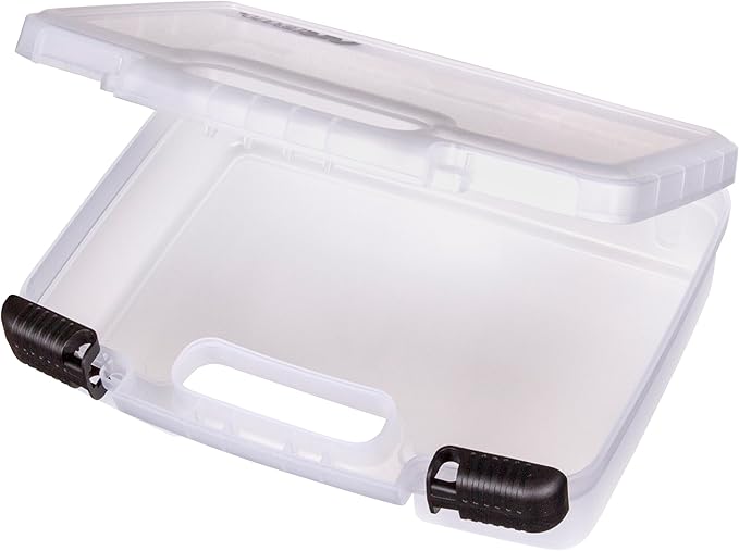 ArtBin 6977AB 12 inch Quick View Deep Base Carrying Case, Portable Art & Craft Organizer with Handle, [1] Plastic Storage Case, Translucent