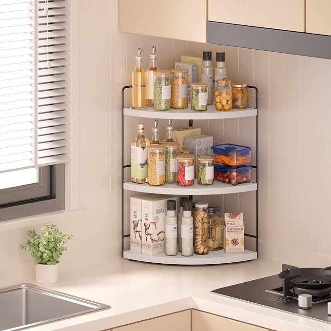 ZGO 3-Tier Bathroom Organizer Countertop, Corner Bathroom Counter Organizer, Makeup Organizer for Vanity Skincare Organizers and Storage, Kitchen Counter Shelf Organizer Perfume Organizer(White)-NeatNest