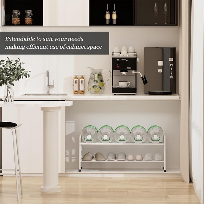 Expandable Shoe Rack, Adjustable Shoes Organizer Metal, Space-Saving Storage Shelf for Closet, Entryway, Front Door & Hallway,Sturdy and Easy Assembly (White, 2-Tier)
