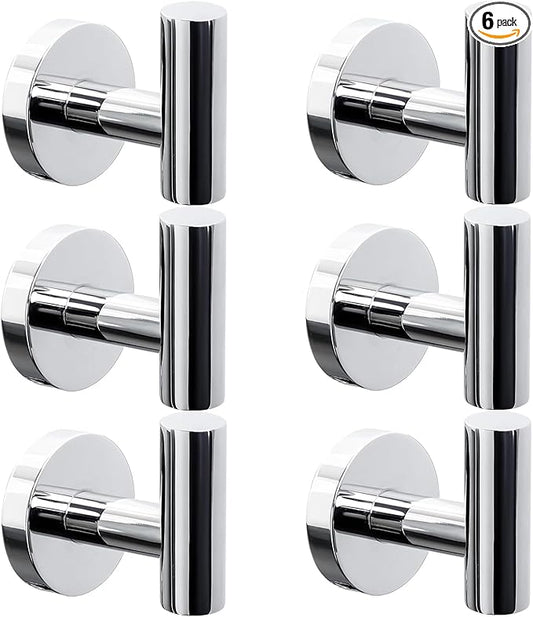 Kruodop Towel Hooks for Bathroom,6 Packs Wall Mount Towel Holder,Black Matte Wall Robe Hook,Stainless Steel Heavy Duty Door Hanger Towel Hook for Kitchen, Bedroom,Hotel,Pool,Coats