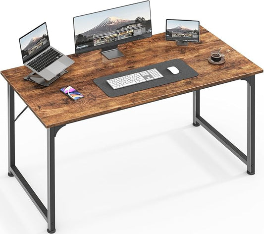 Huuger Computer Desk, 40 Inch Office Desk, Gaming Desk with Storage, Writing Desk Work Desk for Home Office, Study, Modern Simple Desk, Large Legroom, Metal Frame, Rustic Brown-NeatNest