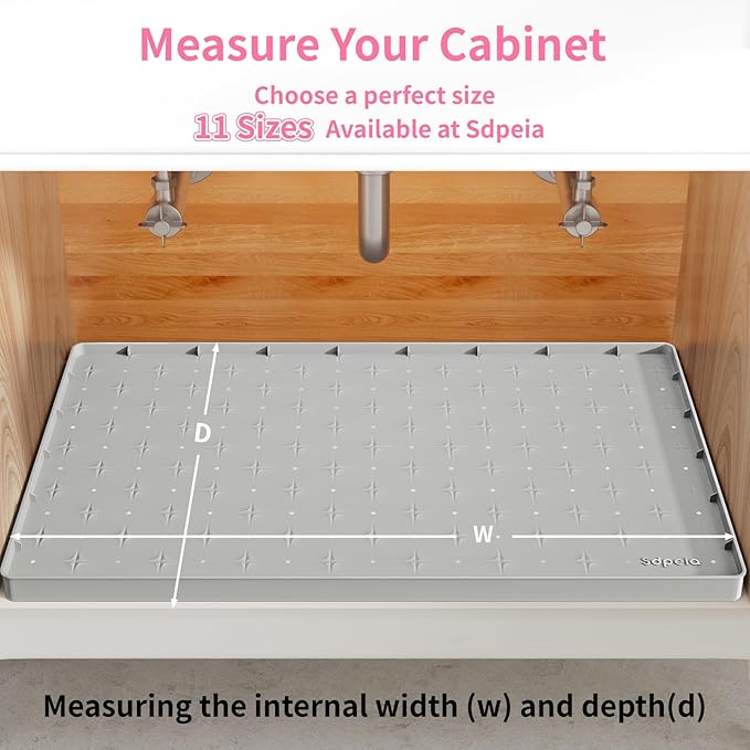 Sdpeia Under Sink Mat for [22" x 19"] Cabinet, Upgraded Silicone Waterproof Mat Kitchen Cabinet Liner Cabinet Protector Kitchen Organizers and Storage-NeatNest