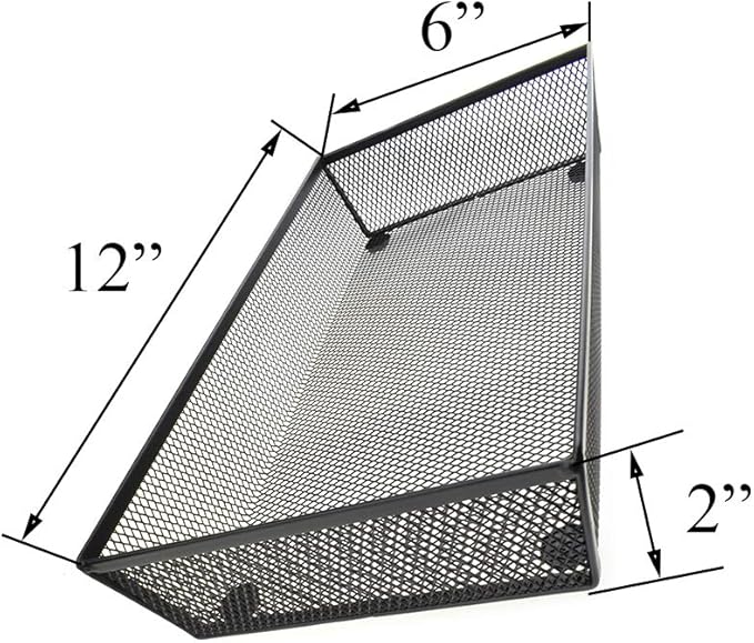 HAHIYO Stackable Mesh Tray Cup 12 x 6 x 2 inches Sturdy Container for Desk Drawer Organizer Collection for Home Office School kitchen Soft Foam Feet No Sharp Edges 1 Pack Black-NeatNest