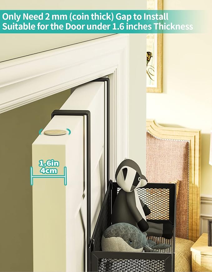 HapiRm Over The Door Hooks with 9 Hooks and 2 Baskets, Rustproof & Waterproof 304 Stainless Steel Door Hanger, Storage Organizer for Bathroom, Kitchen, Bedroom-Black (for 1.57in Doors)