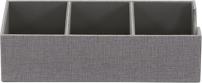 Household Essentials Grey 727-1 Deep 3 Section Drawer Organizer Box for Storage | 12 in x 6.13 in x 3.13-NeatNest