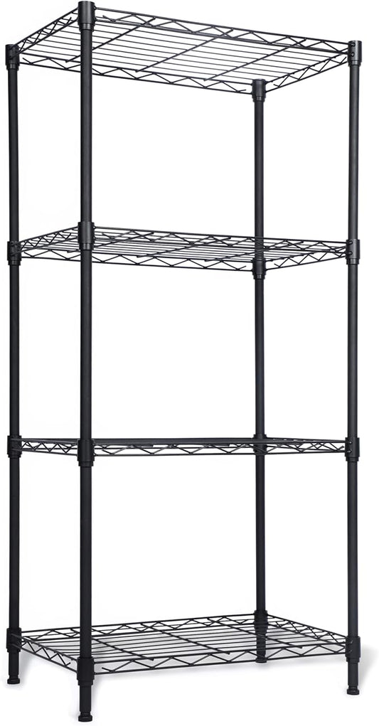 Whitmor 4 Tier Storage Shelves, Heavy Duty Metal Shelving, 400 lbs Capacity per Shelf, 1600 lbs Total, Easy Assembly for Kitchen, Garage, Plant, 18" L x 12" W x 38" H, Black-NeatNest