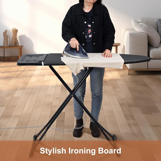Duwee 15"x38" Ironing Board with Heat Resistant Cover and Thicken Felt Pad, Ironing Board with Iron Rest,Adjustable Height Full Size Ironing Board,Heavy Sturdy Legs