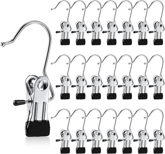 Hotop Boot Hanger Clips for Closet, Laundry Hanging Hooks Heavy Duty Clips Boot Holder Portable Single Hooks Space Saving for Pants Jeans Clothes Hats Tall Towels(Silver,48 Pieces)-NeatNest