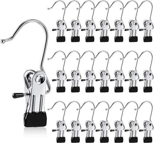 Hotop Boot Hanger Clips for Closet, Laundry Hanging Hooks Heavy Duty Clips Boot Holder Portable Single Hooks Space Saving for Pants Jeans Clothes Hats Tall Towels(Silvery,36 Pieces)-NeatNest