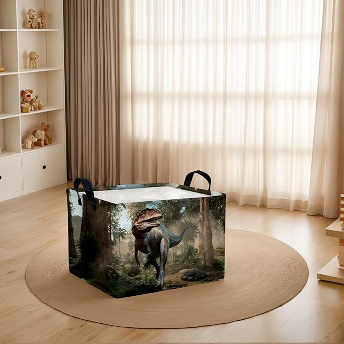 Cute 3D Dinosaur Kid Storage Basket Trendy Toy Box, Baby Laundry Hamper, & Clothes Organizer Fantastic Boy Gift & Nursery Bin for Modern Bedrooms (Tyrannosaurus Rex)-NeatNest