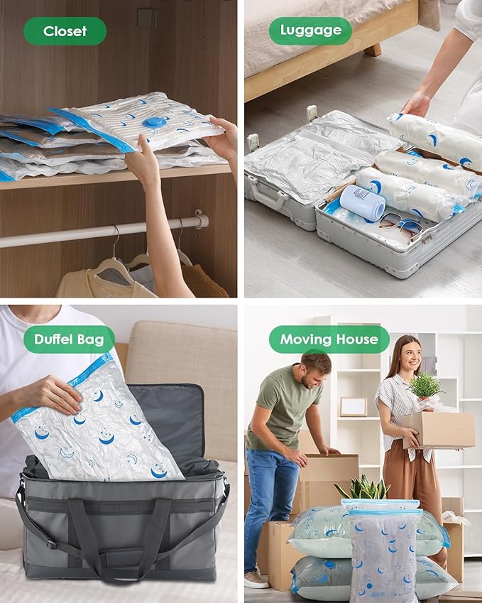 Travel Compression Bags, 25 Pack Vacuum Storage Bags with 1500mAh Rechargeable Battery, Vacuum Seal Bag for Space Saving Clothes, Blanket, Duvets, Pillows, Comforters, Travel Essentials, Luggage-NeatNest