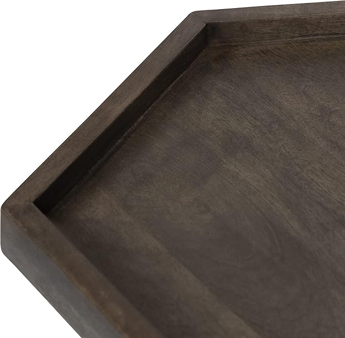 Kate and Laurel Kashvi Modern Side Table 17 x 15 x 20; Graywash; Decorative Farmhouse Hexagon Bedroom Nightstand Table for Storage and Display